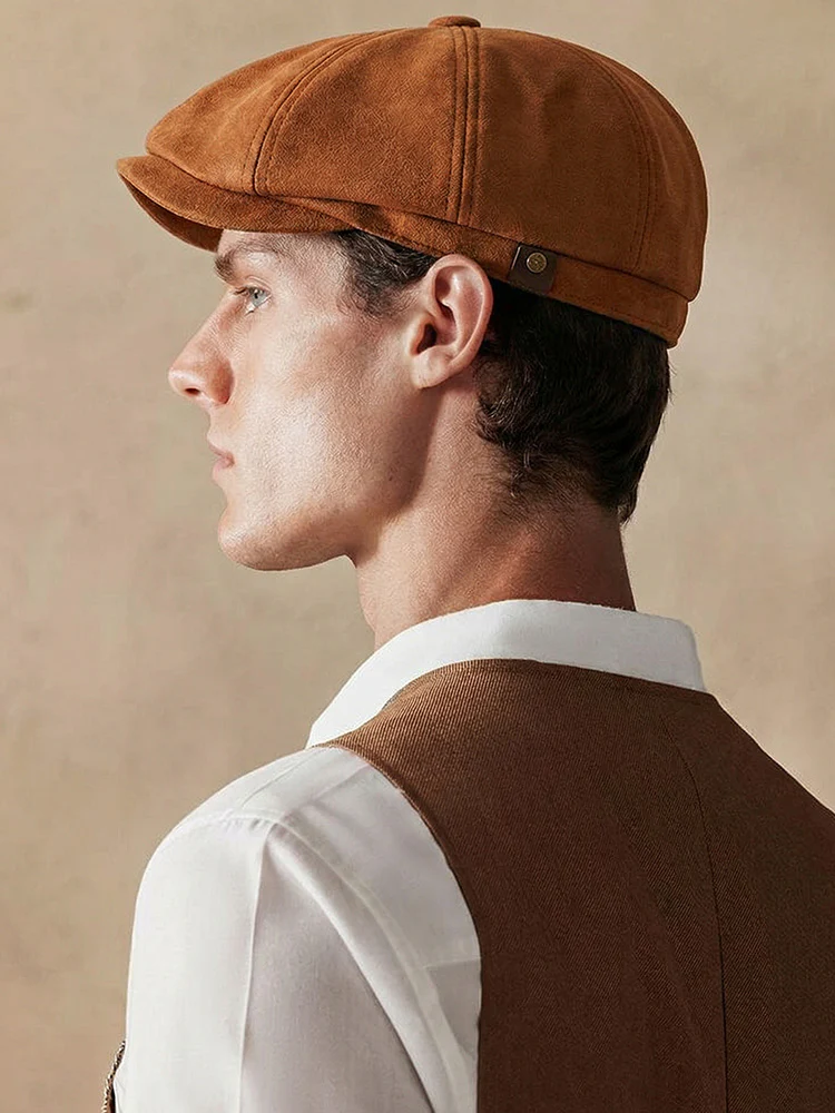 Stylish Suede Newsboy Cap - Image 6