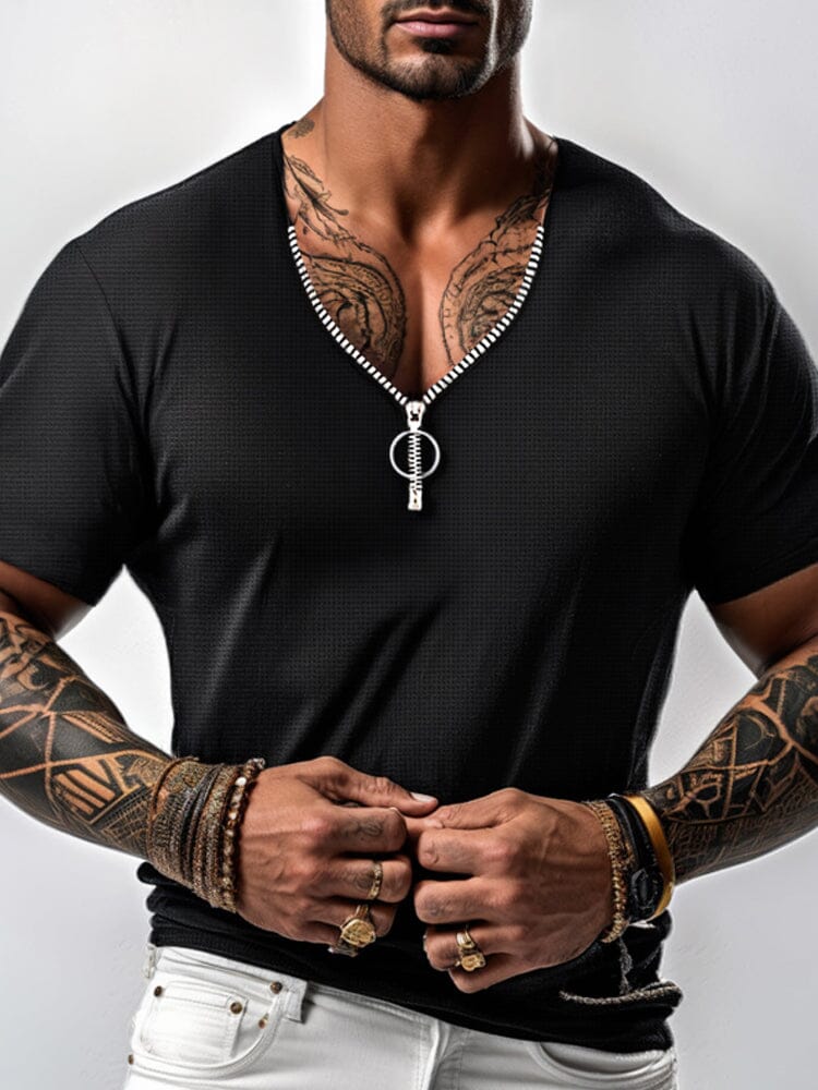 Stylish Textured Zip Design Top - Image 4