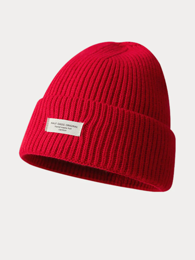 Stylish Warm Label Knit Beanie - Image 4