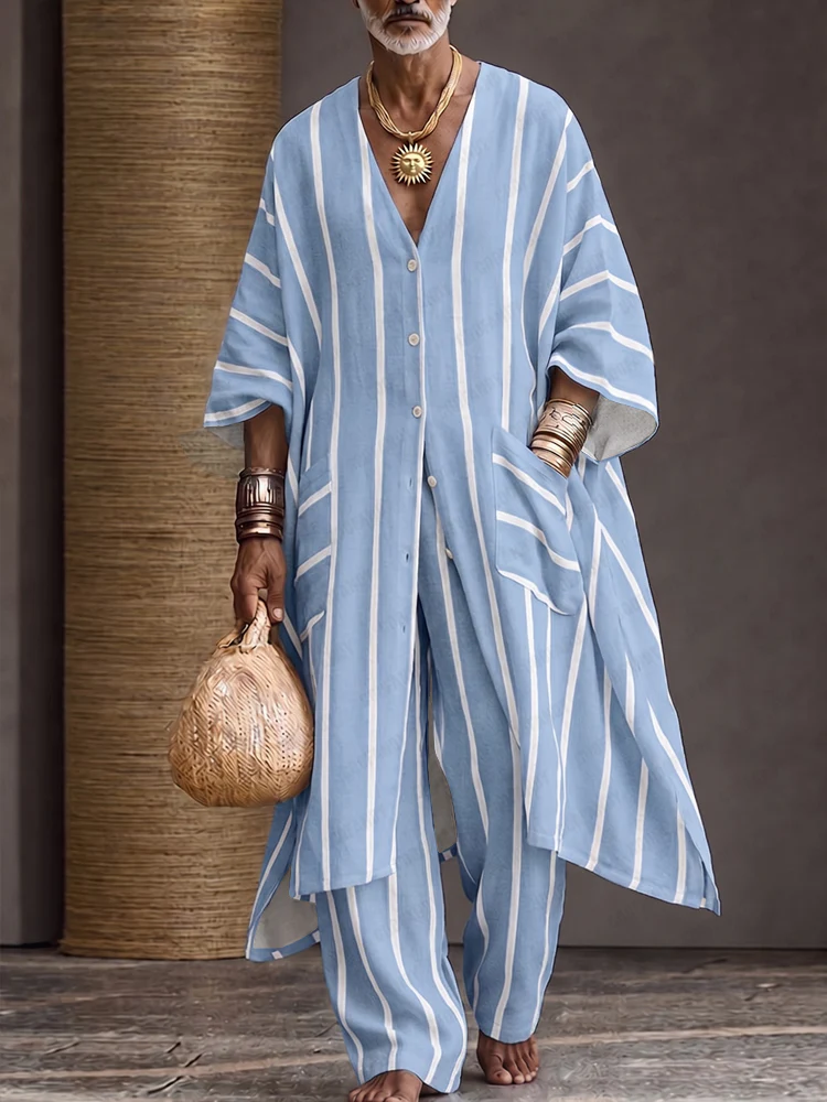 Summer Casual Vertical Striped Matching Set - Image 3