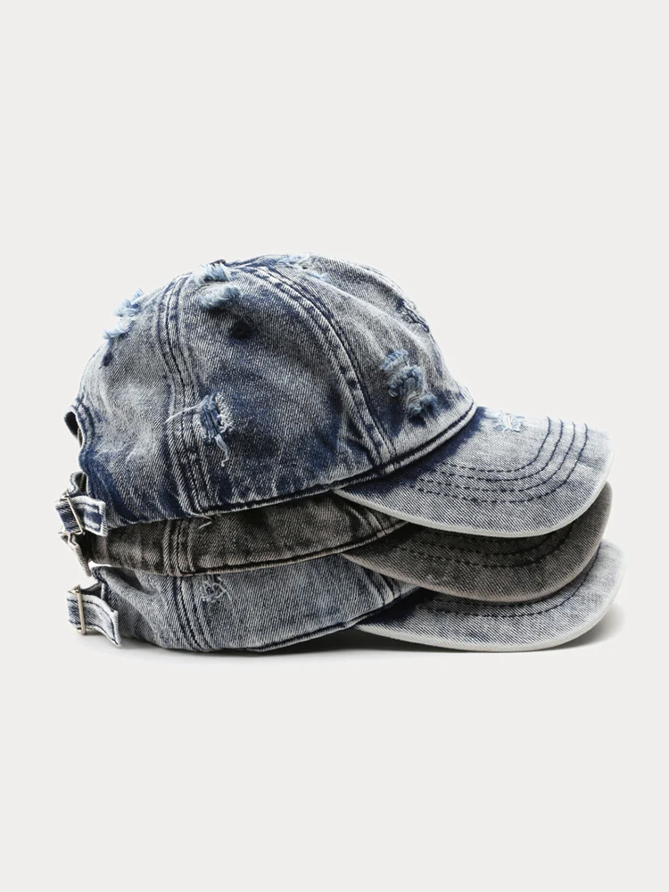 Summer Distressed Ripped Denim Baseball Cap - Image 4