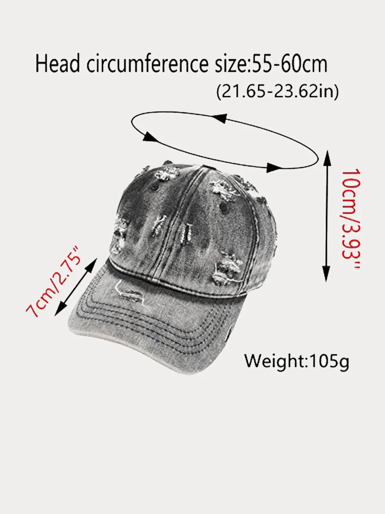 Summer Distressed Ripped Denim Baseball Cap - Image 5