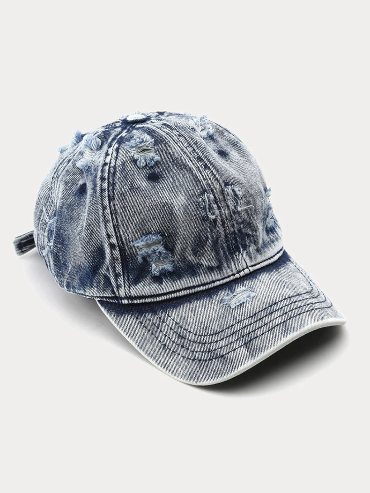 Summer Distressed Ripped Denim Baseball Cap - Image 7