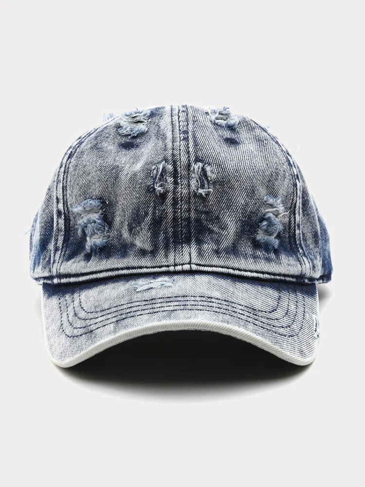 Summer Distressed Ripped Denim Baseball Cap - Image 8