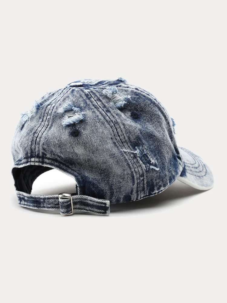 Summer Distressed Ripped Denim Baseball Cap - Image 9