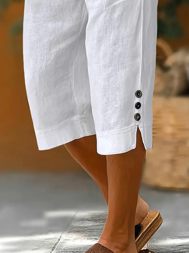 Summer Essential Cotton Capri Pants - Image 4