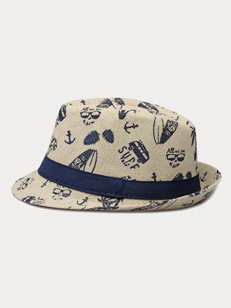 Summer Tropical Print 100% Cotton Fedora Hat - Image 6