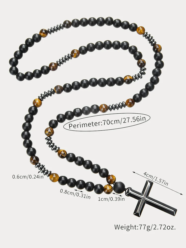 Tiger Beaded Cross Pendant Necklace - Image 12