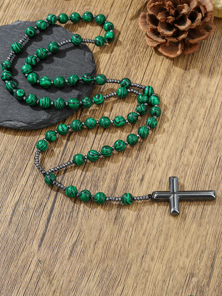 Tiger Beaded Cross Pendant Necklace - Image 9