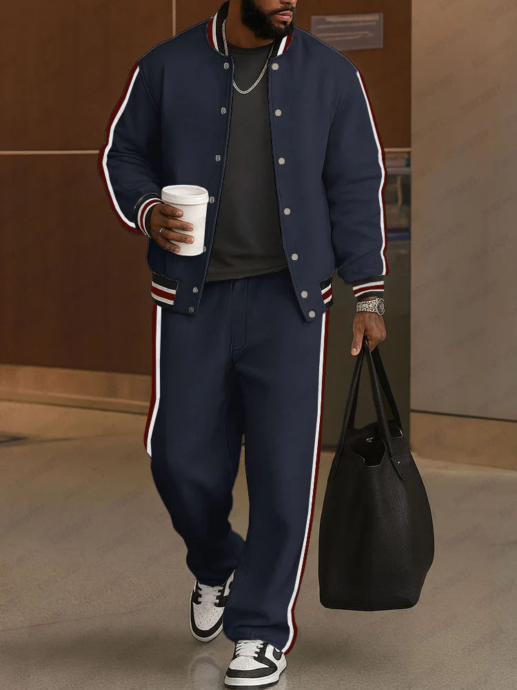 Timeless Colorblock Stripe Jacket Pants Set