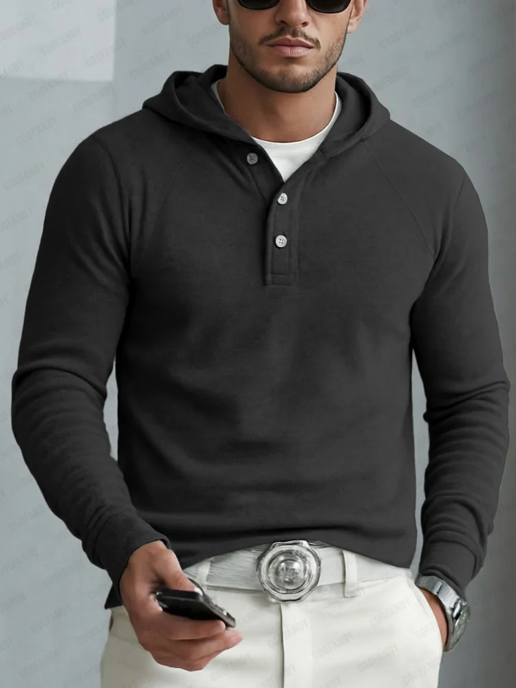 Timeless Design Half-Button Hoodie - Image 2