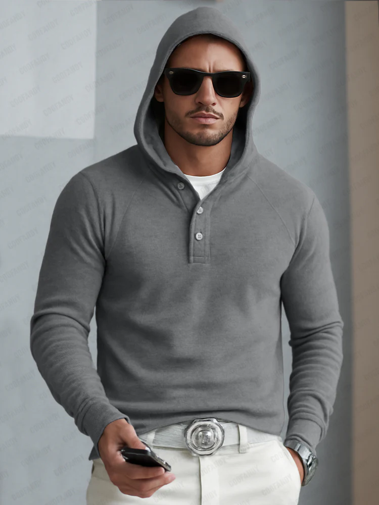Timeless Design Half-Button Hoodie - Image 4