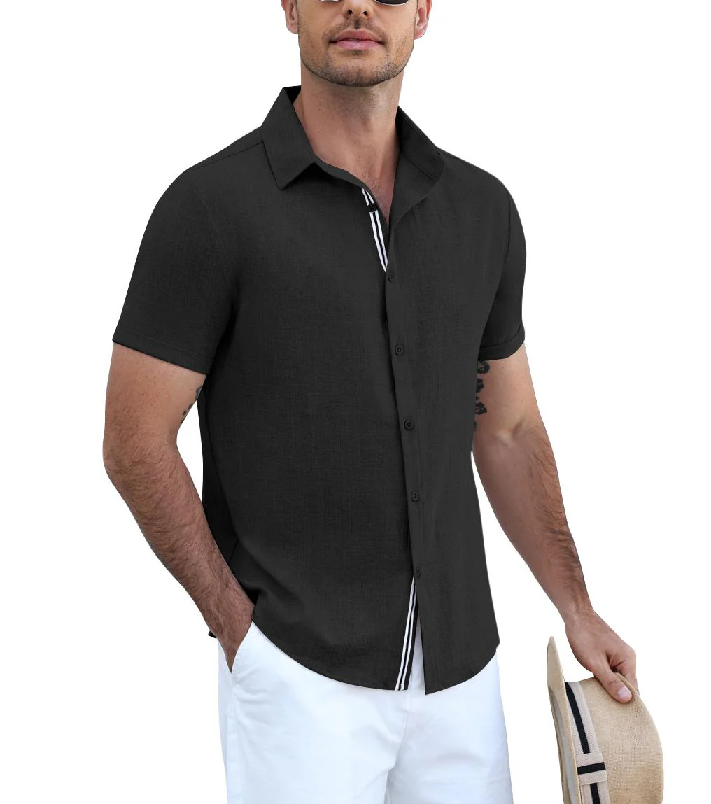 Timelss Contrast Placket Short Sleeve Shirt (US Only) - Image 2