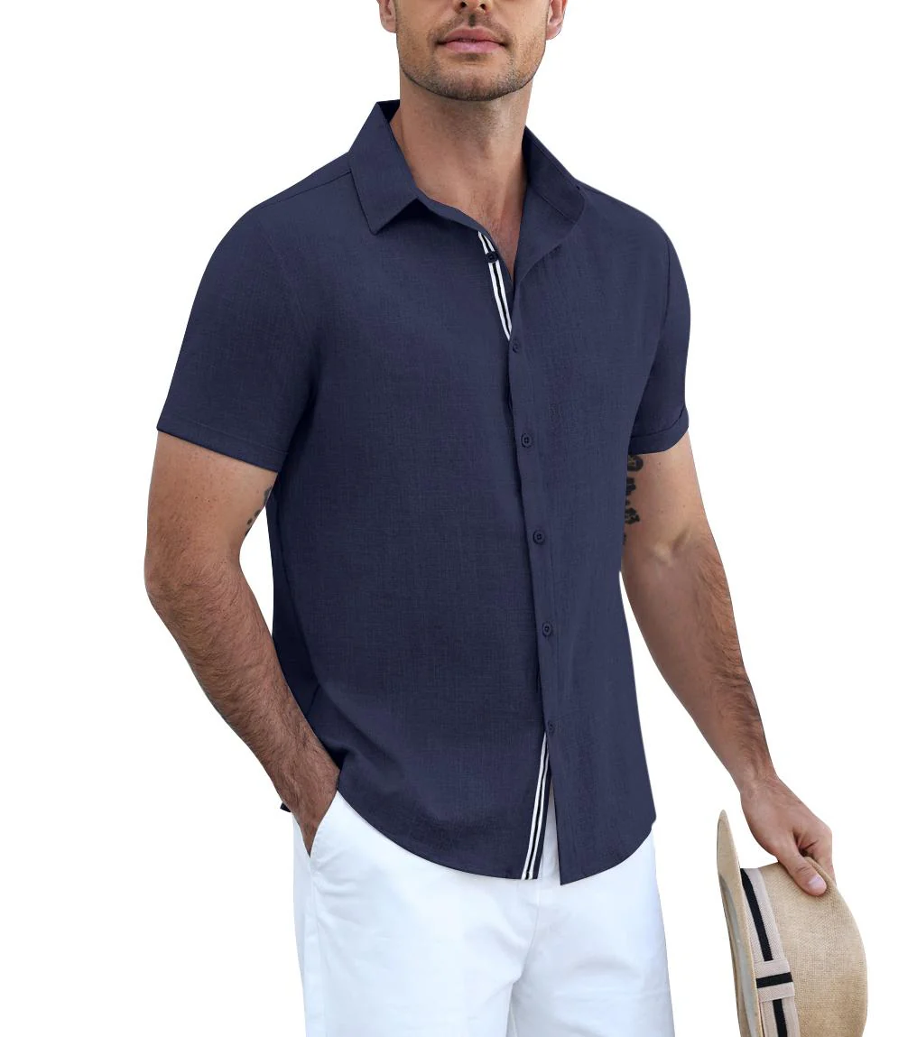 Timelss Contrast Placket Short Sleeve Shirt (US Only) - Image 5