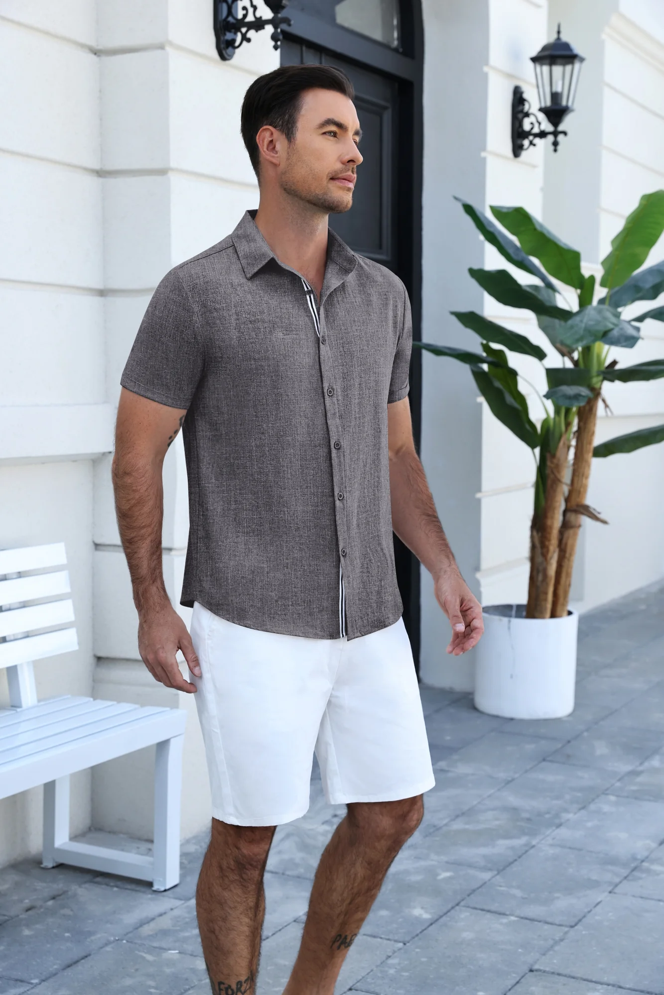 Timelss Contrast Placket Short Sleeve Shirt (US Only) - Image 6