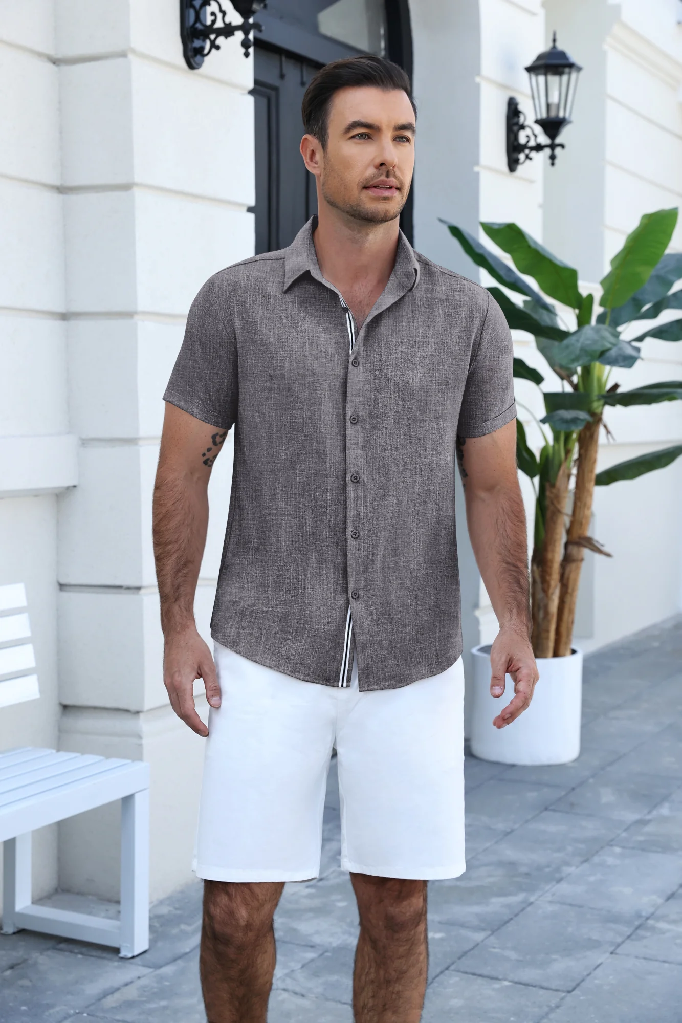 Timelss Contrast Placket Short Sleeve Shirt (US Only) - Image 7