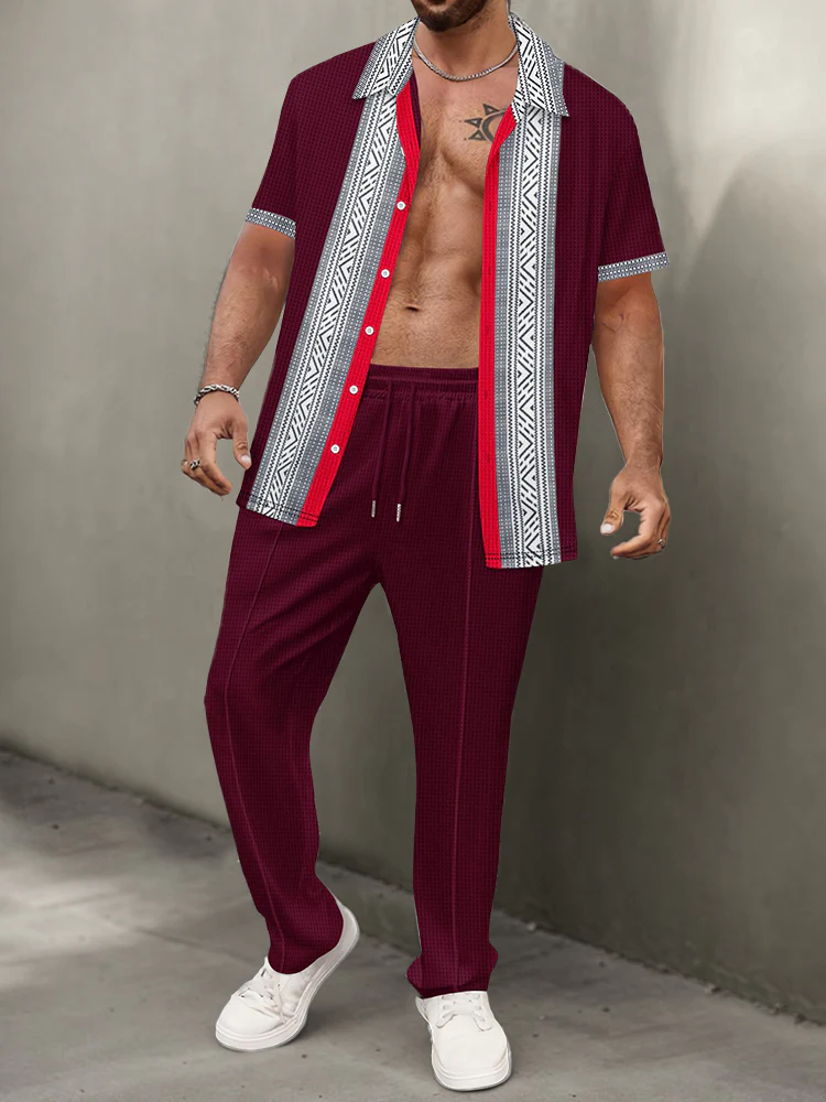 Trendy Color Clash Waffle 2-Piece Set - Image 6