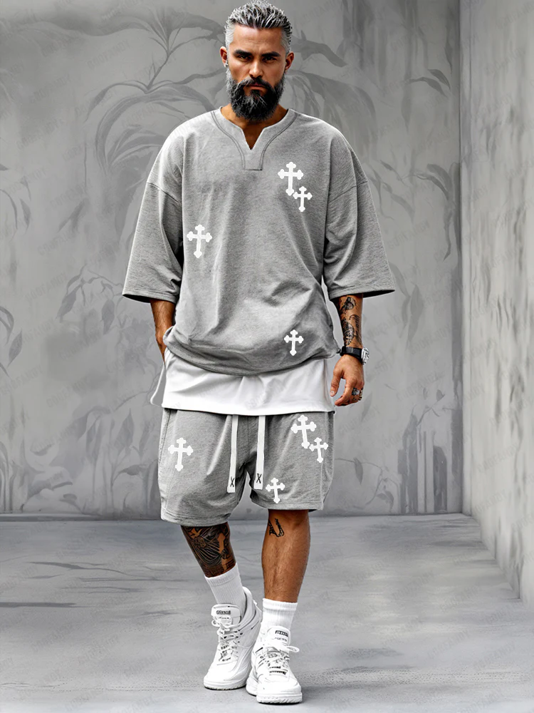Trendy Cross Pattern Sports Set - Image 2