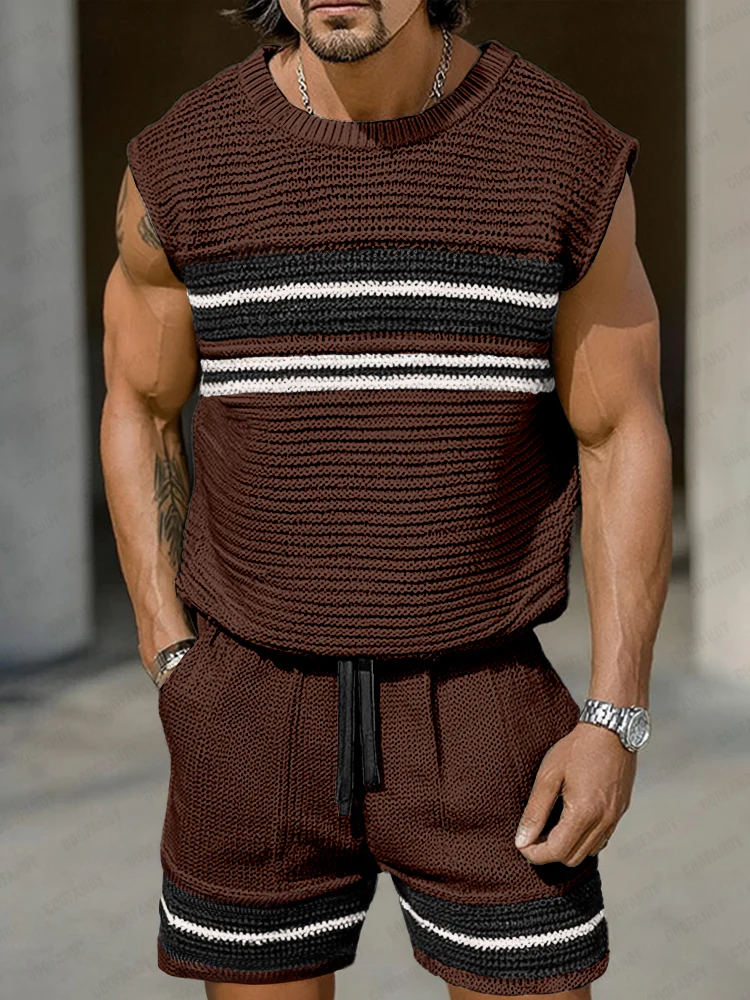 Trendy Knit Tank Top Shorts Set - Image 2