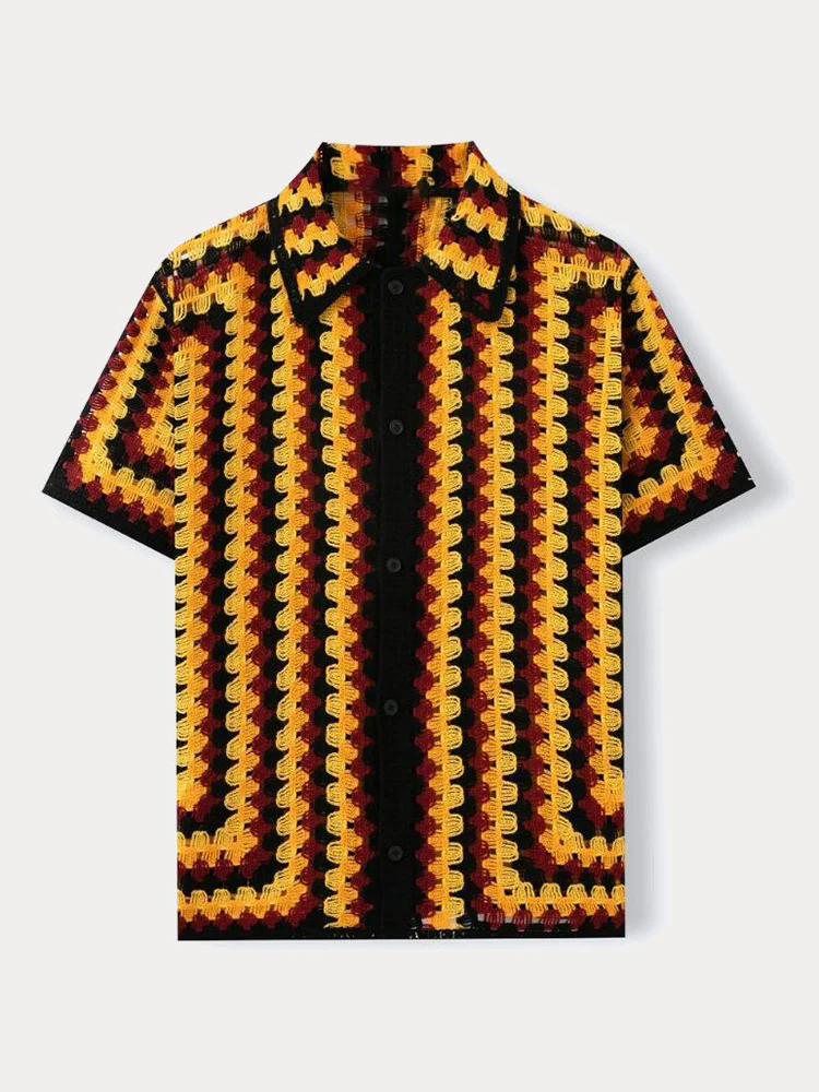 Trendy Openwork Crochet Knit Shirt - Image 15
