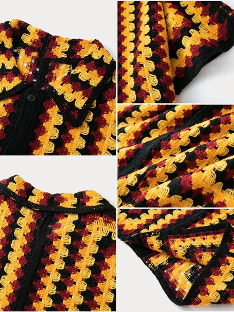 Trendy Openwork Crochet Knit Shirt - Image 17