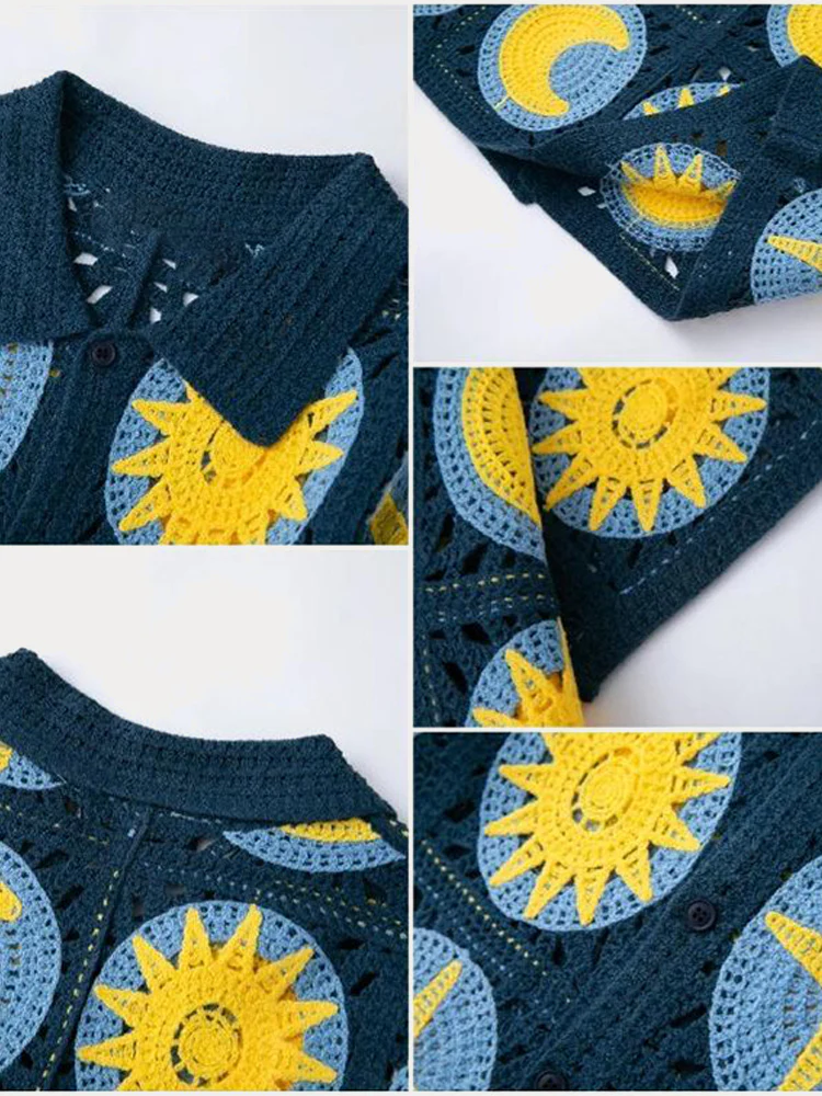 Trendy Openwork Crochet Knit Shirt - Image 22