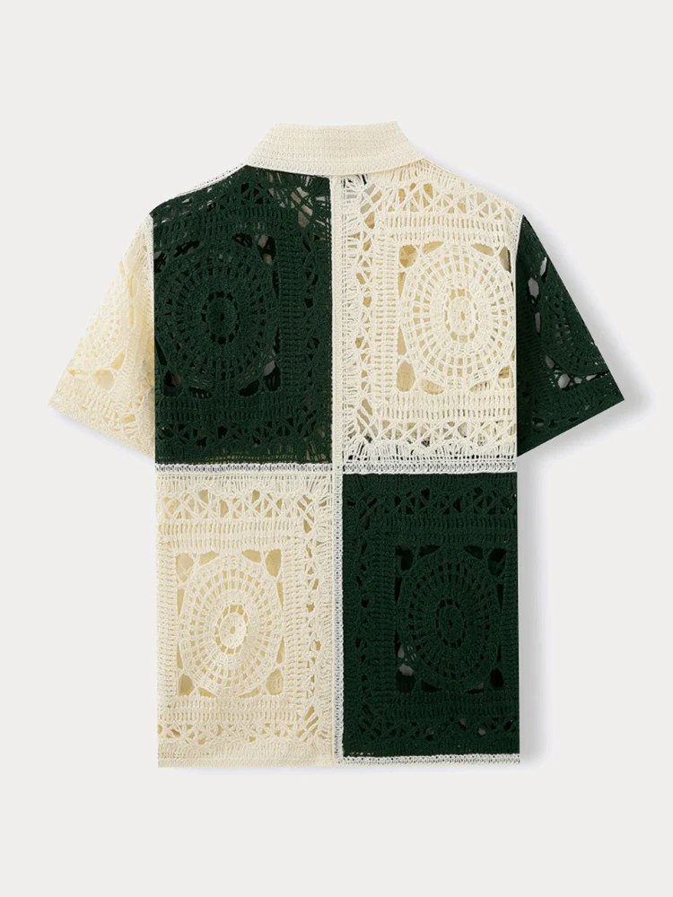 Trendy Openwork Crochet Knit Shirt - Image 24