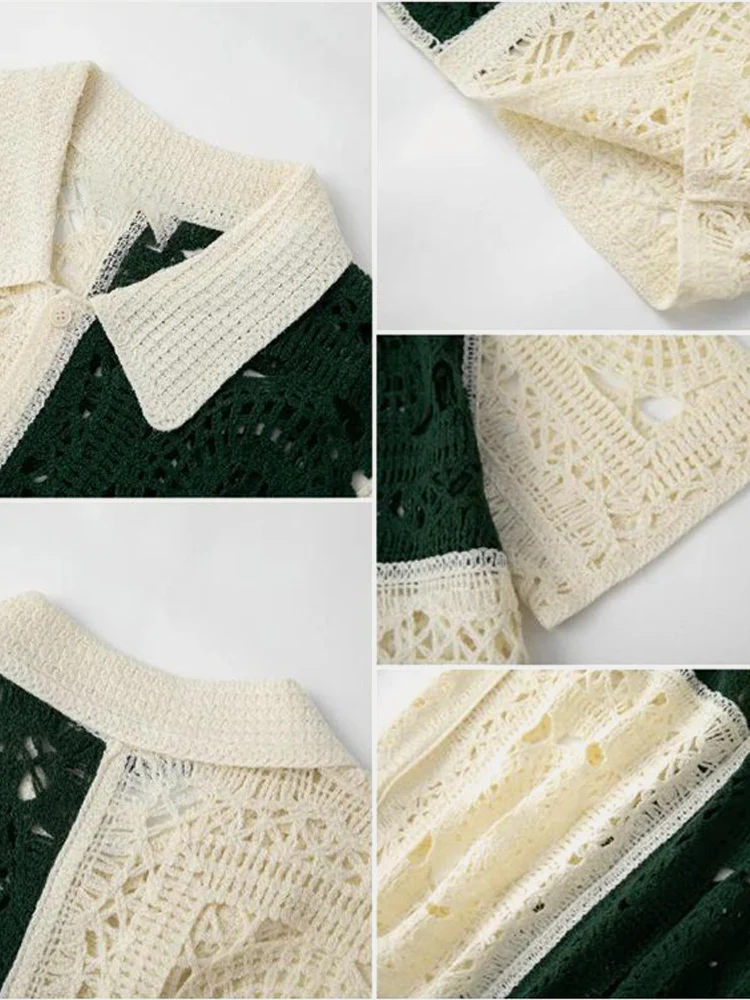Trendy Openwork Crochet Knit Shirt - Image 25