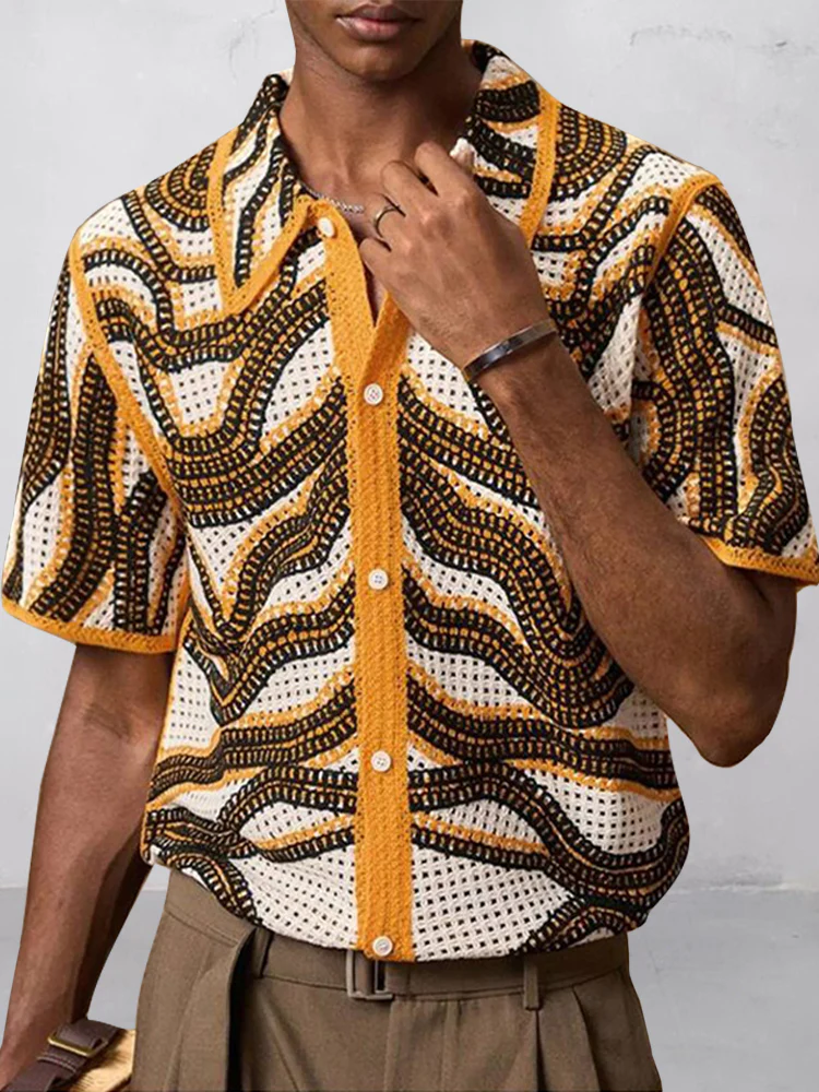 Trendy Openwork Crochet Knit Shirt - Image 26