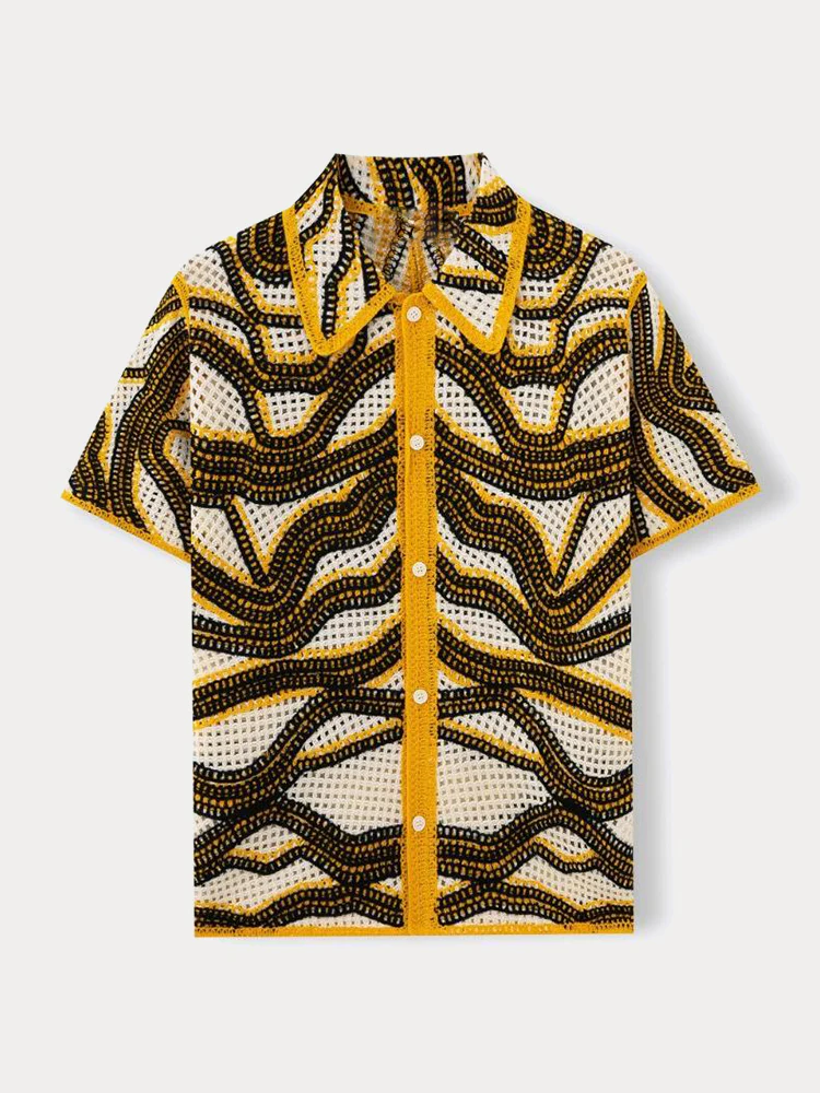 Trendy Openwork Crochet Knit Shirt - Image 28
