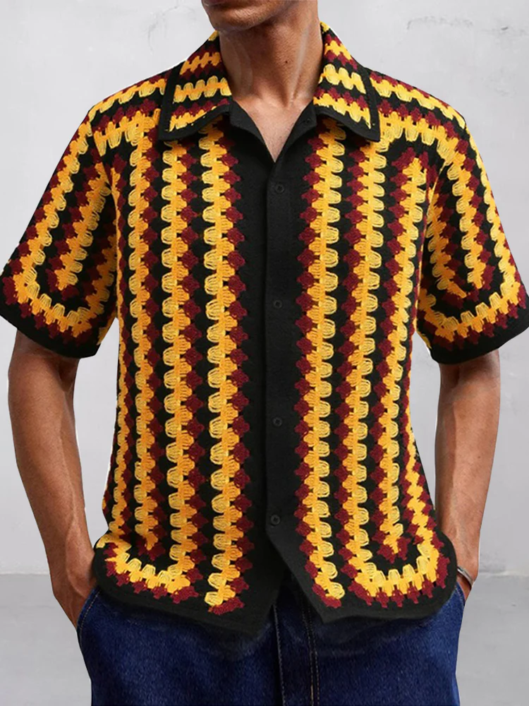Trendy Openwork Crochet Knit Shirt - Image 3