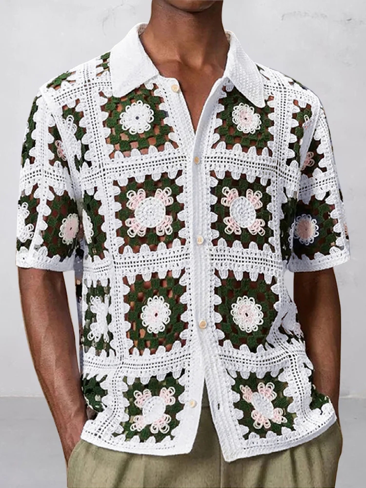 Trendy Openwork Crochet Knit Shirt - Image 31