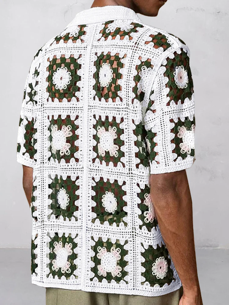 Trendy Openwork Crochet Knit Shirt - Image 32