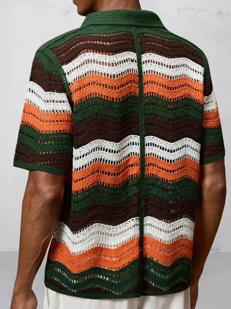 Trendy Openwork Crochet Knit Shirt - Image 37