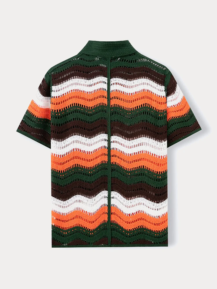 Trendy Openwork Crochet Knit Shirt - Image 39