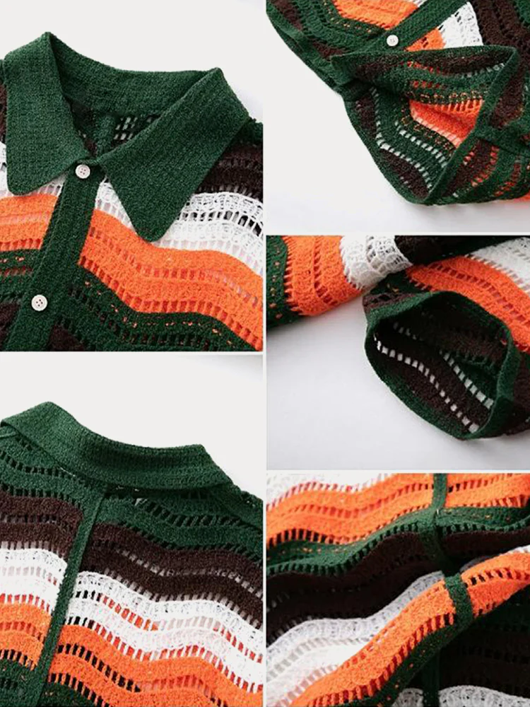 Trendy Openwork Crochet Knit Shirt - Image 40