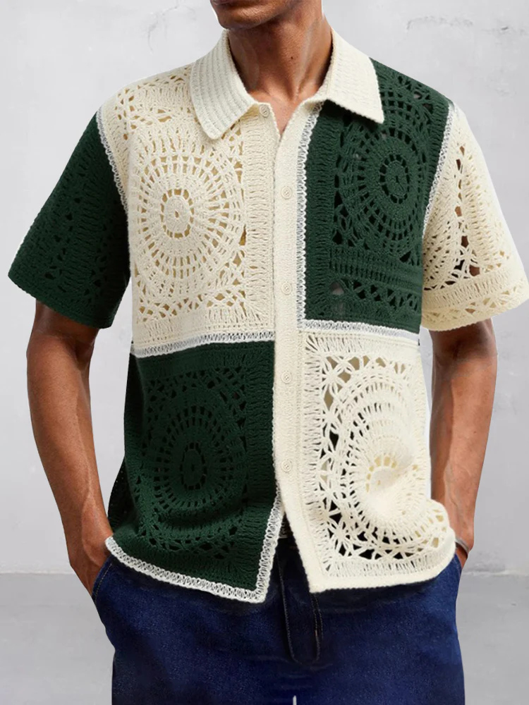 Trendy Openwork Crochet Knit Shirt - Image 5