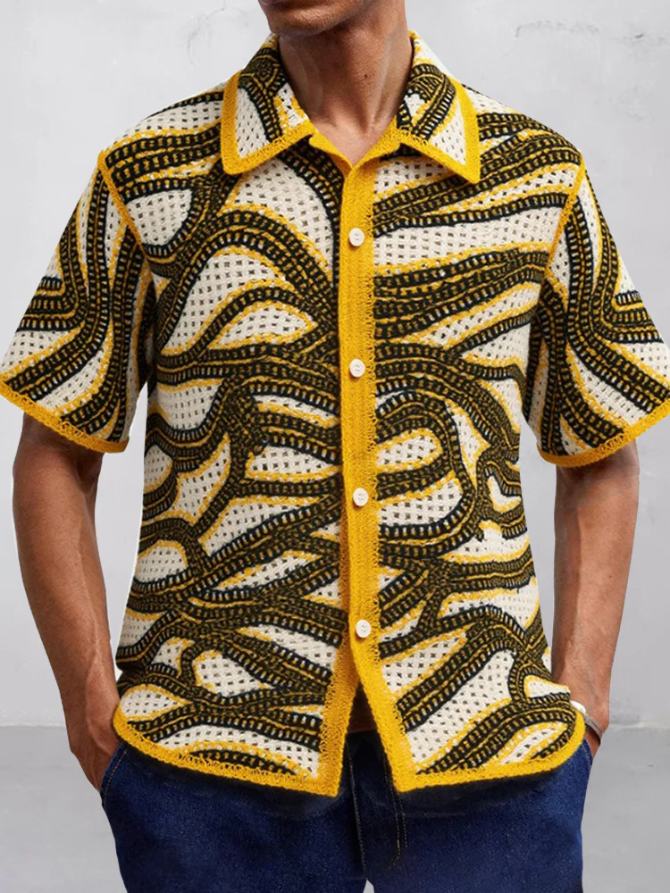 Trendy Openwork Crochet Knit Shirt - Image 6