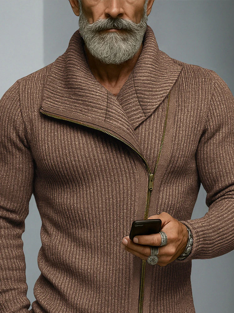 Trendy Slant Placket Knit Cardigan - Image 5