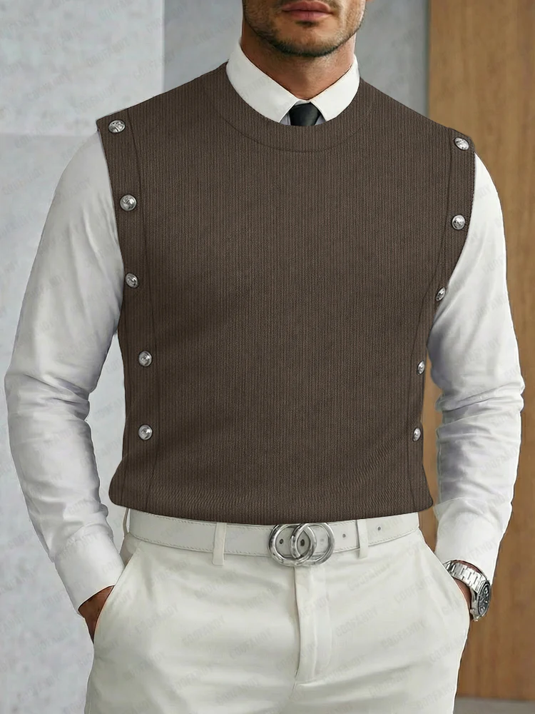 Trendy Versatile Button Accent Ribbed Vest - Image 2