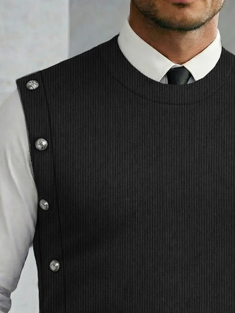 Trendy Versatile Button Accent Ribbed Vest - Image 4