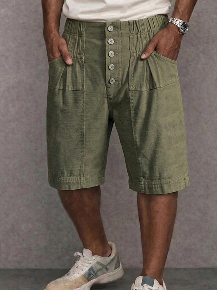 Unique 100% Cotton High Waist Button Shorts - Image 3