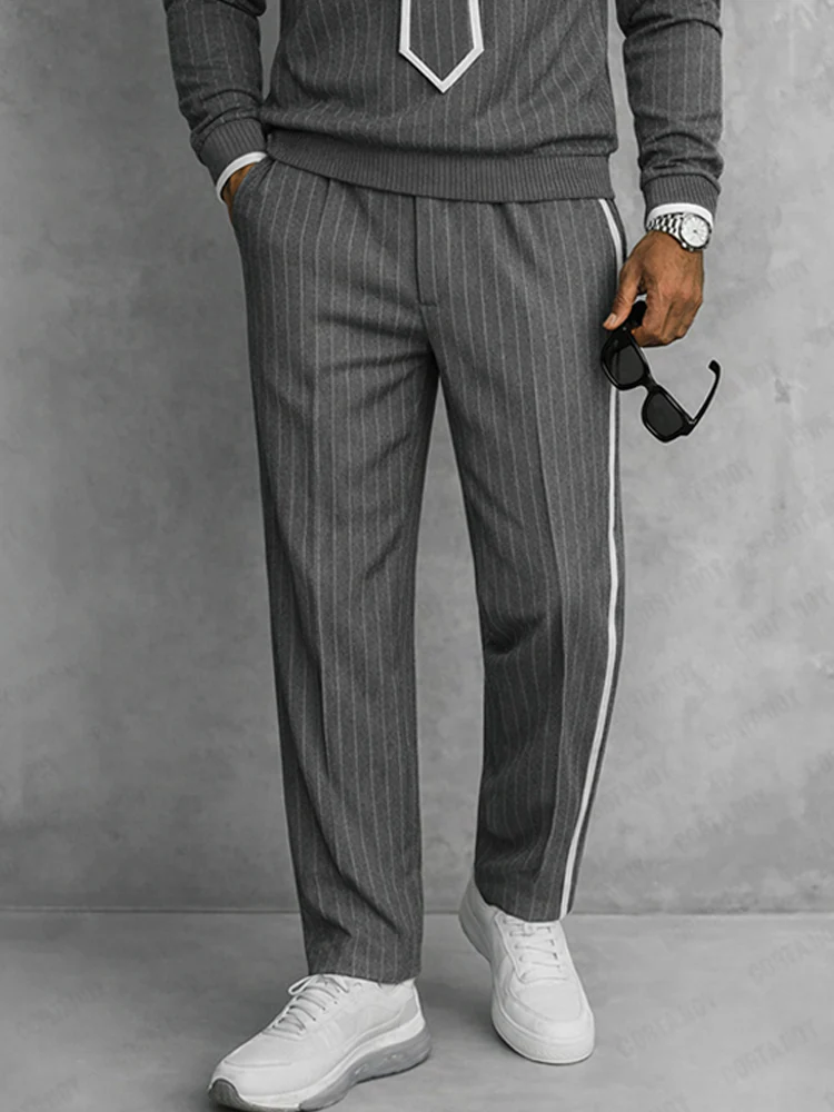 Unique Detachable Tie Design Pinstripe Matching Set - Image 6