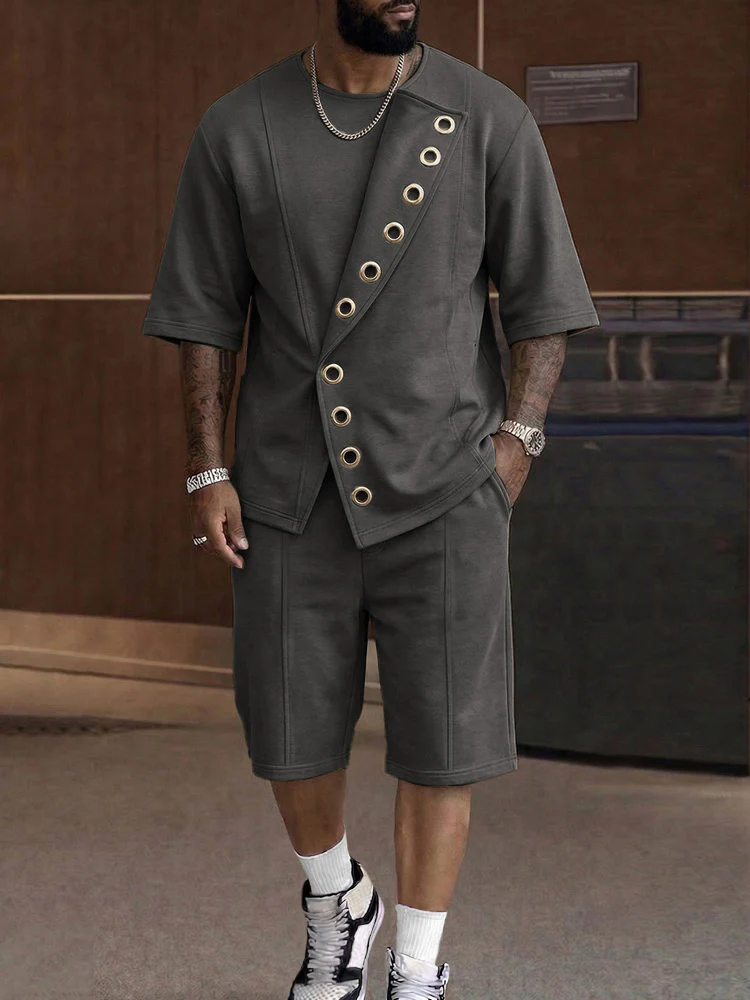 Unique Grommets Design T-Shirt Shorts Set - Image 2