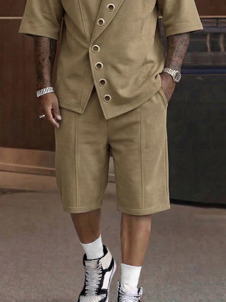Unique Grommets Design T-Shirt Shorts Set - Image 4