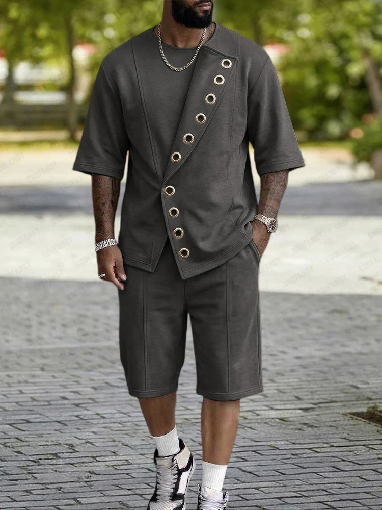 Unique Grommets Design T-Shirt Shorts Set - Image 5