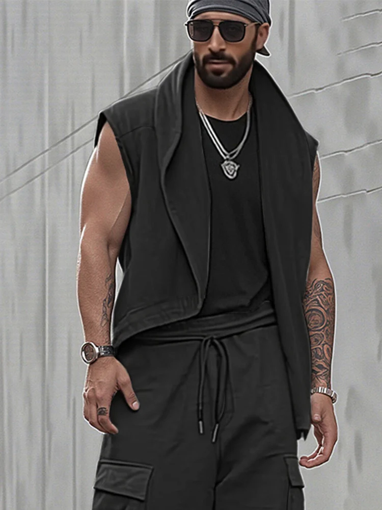 Unique Open Front Asymmetric Vest Pants Set - Image 3