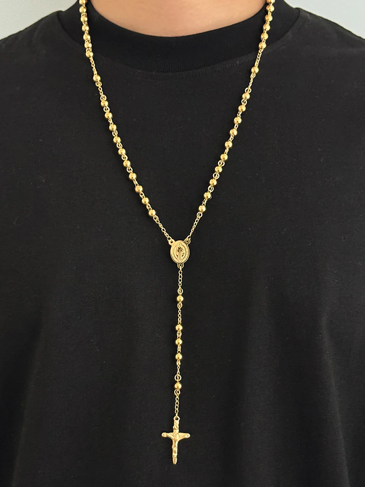 Unique Rosary Cross Pendant Necklace - Image 6