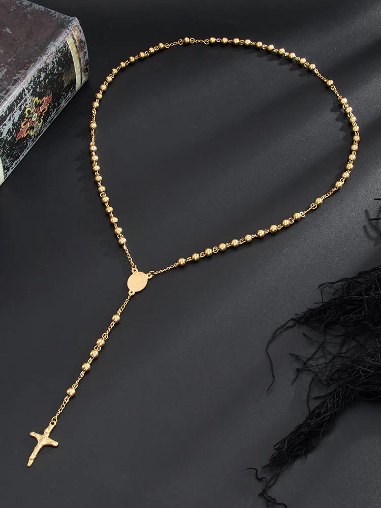 Unique Rosary Cross Pendant Necklace - Image 7