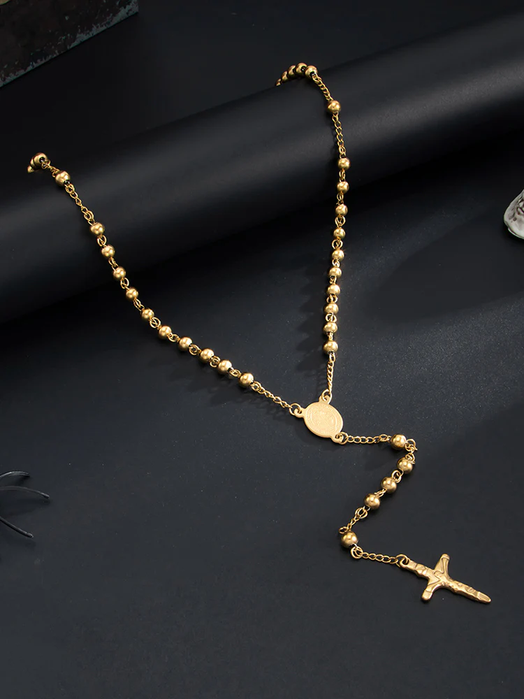 Unique Rosary Cross Pendant Necklace - Image 8